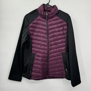 32 Degrees Heat‎ Women's Purple/Black Mixed Media Full Zip Packable Jacket L